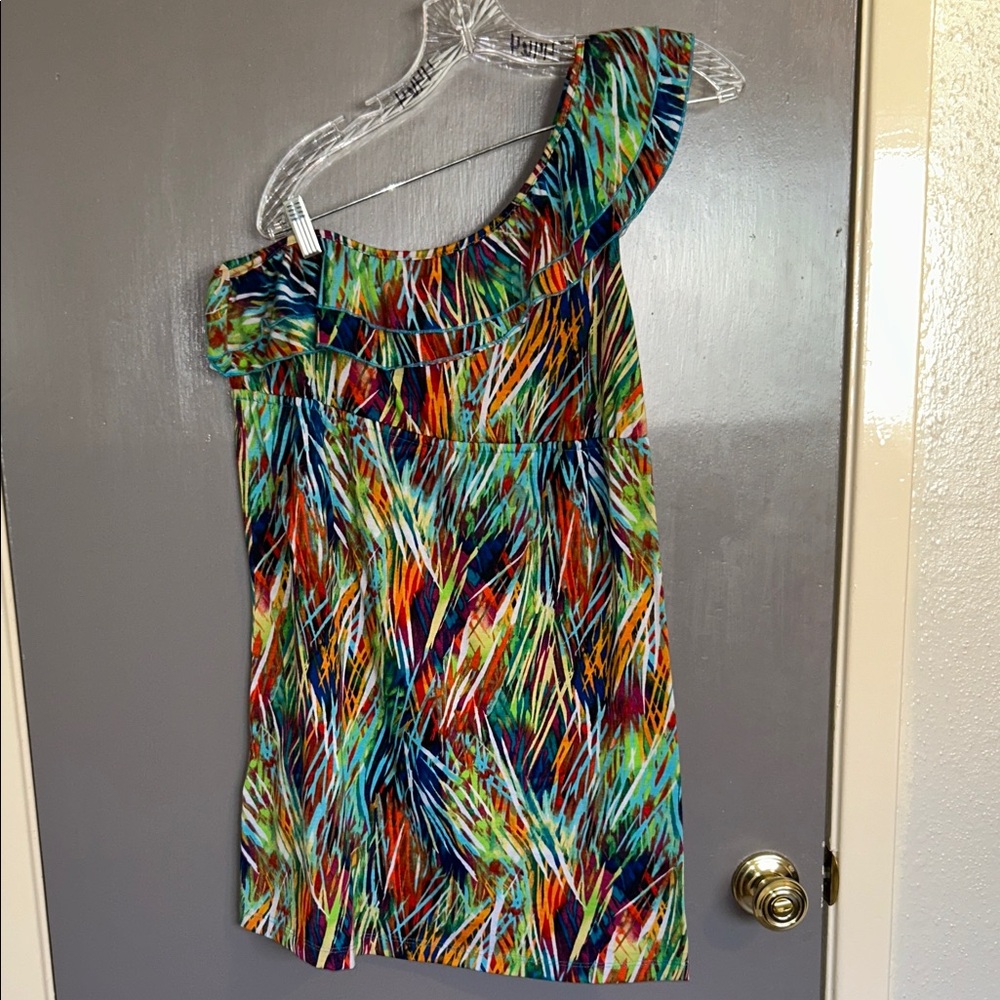 No Boundaries Colorful One-Shoulder Dress LRG